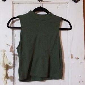 Olive green cropped high neck tank top